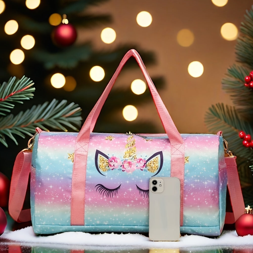 1pc Unicorn Travel Bag, Single Shoulder Crossbody Bag, Outdoor Sports Bag, Large Capacity Travel Bag