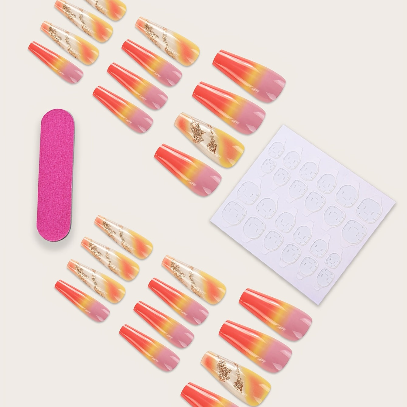 24 pcs Long and Full Cover Coffin Press On Nails for Women - Stylish and Durable Acrylic Nails with Designs