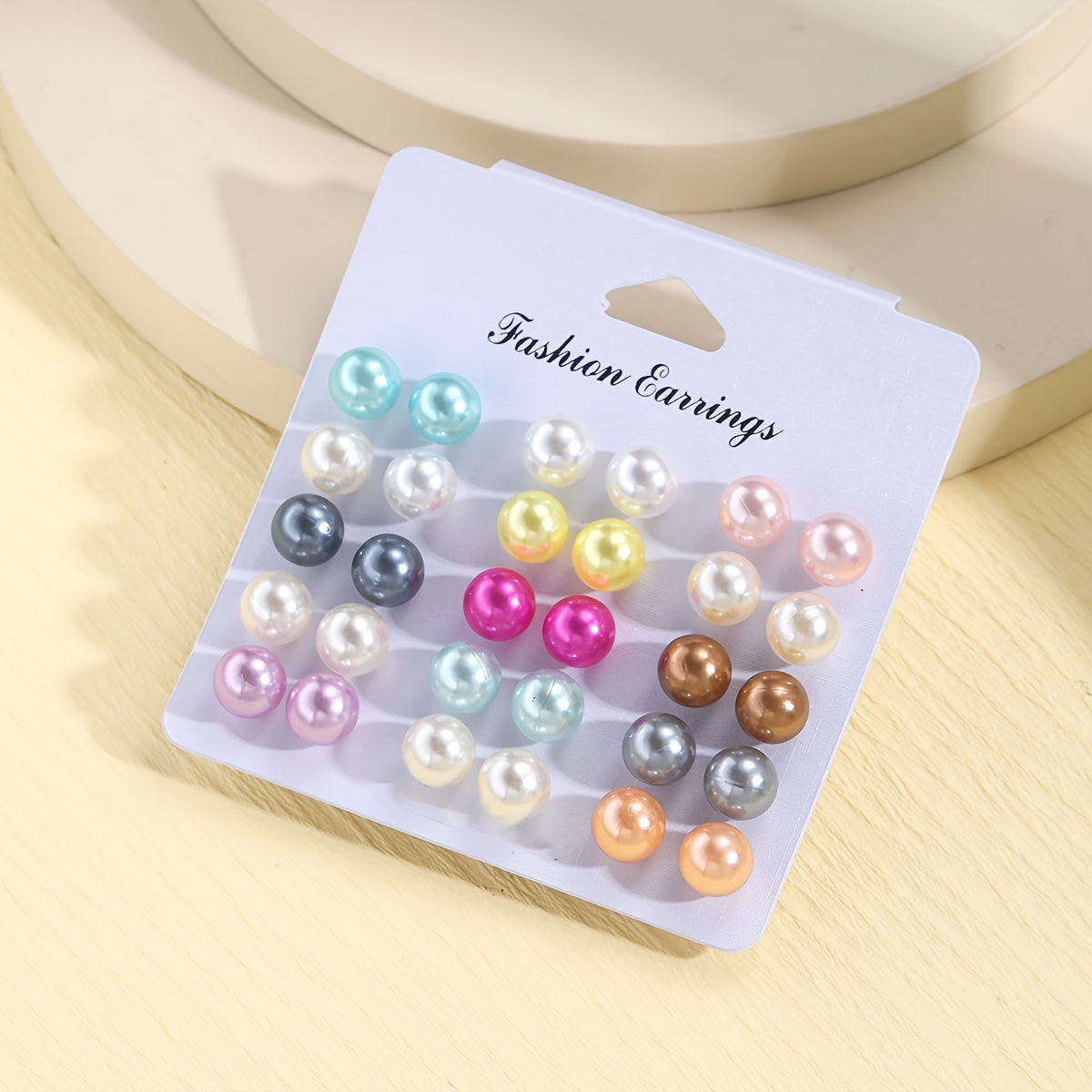 15 Pairs Simple Imitation Pearl Stud Earrings Vacation Party Ear Ornaments Simple Leisure Style For Women Daily Wear