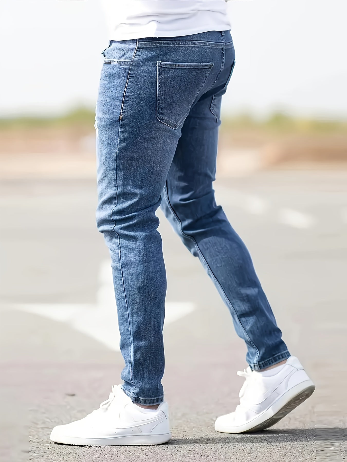 Men's Slim Fit Ripped Jeans, Fashion Comfy Denim Pants For Men, Versatile For All Seasons