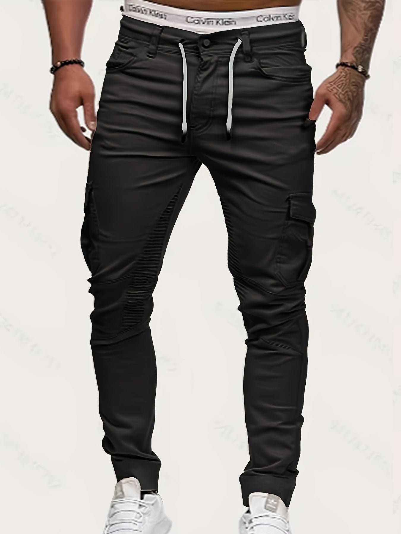 Men's Slim-Fit Stretch Denim Jeans with Multi-Pocket Design - Casual, Machine Washable, All-Season Wear