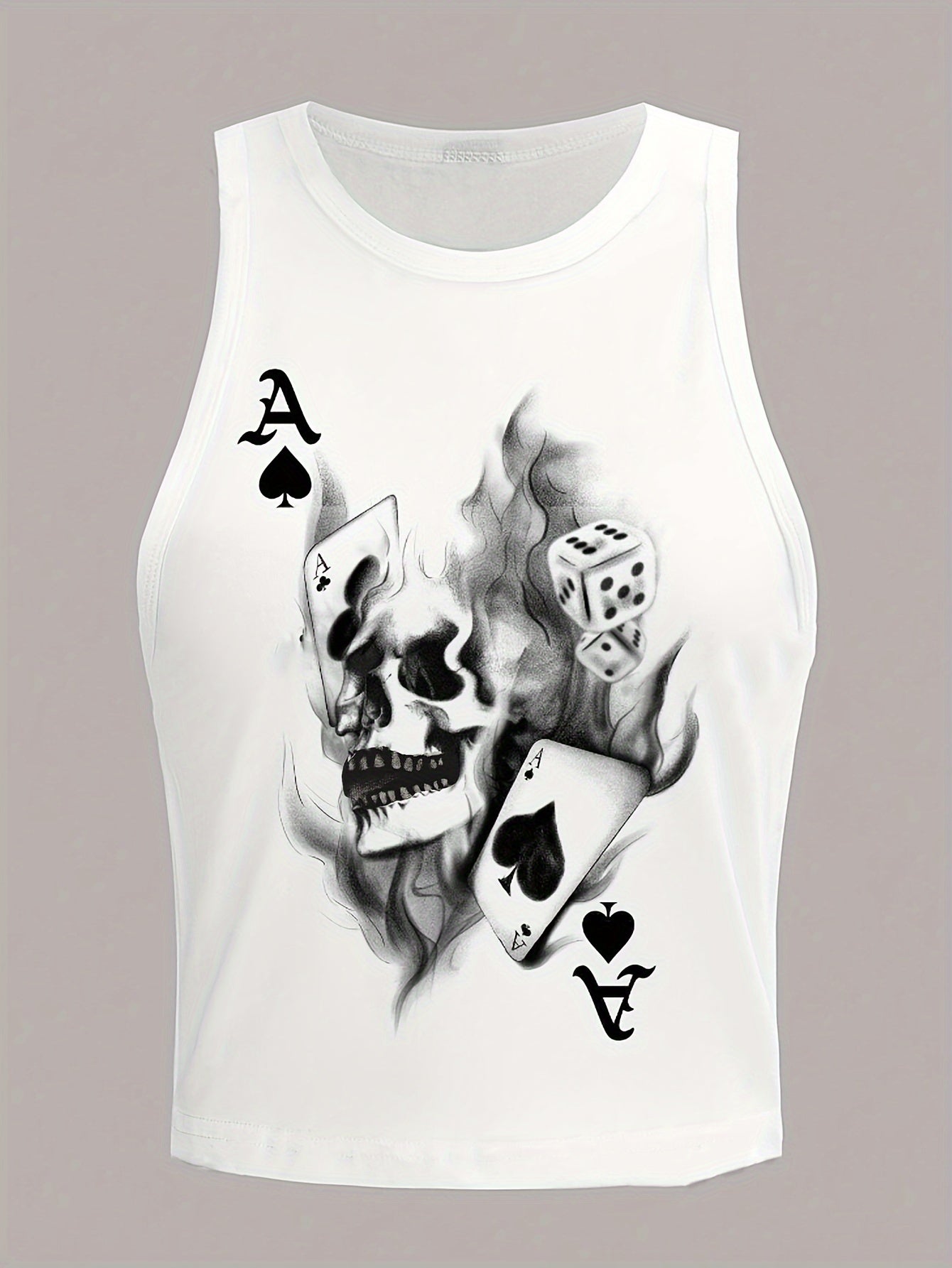 Skull Print Crew Neck Tank Top, Casual Sleeveless Tank Top For Summer, Women's Clothing