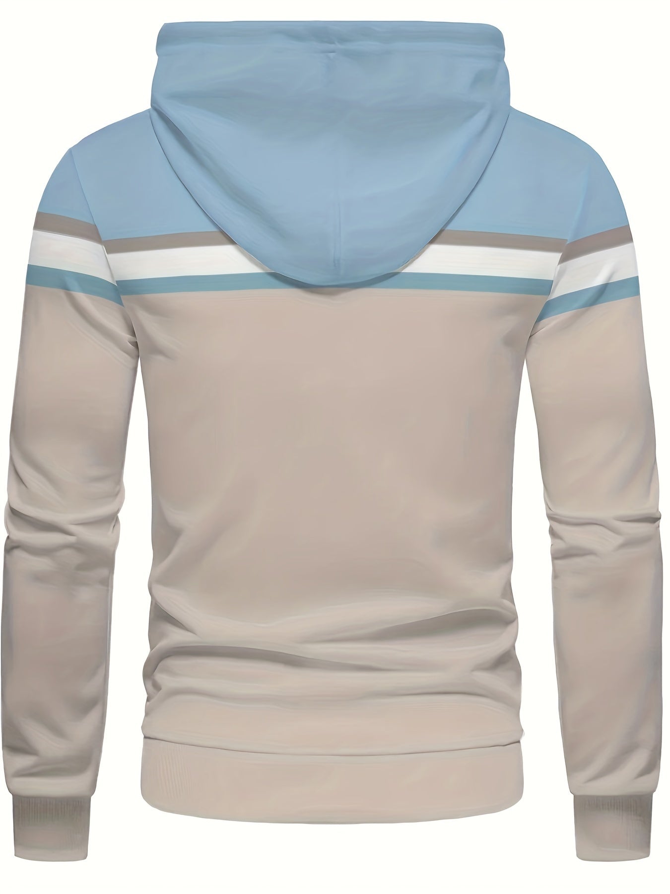 Men's Casual Color Block Hoodie - 100% Polyester Knit Fabric with Slight Stretch, Hooded Collar, Front Pocket Detail, Regular Fit Pullover Style