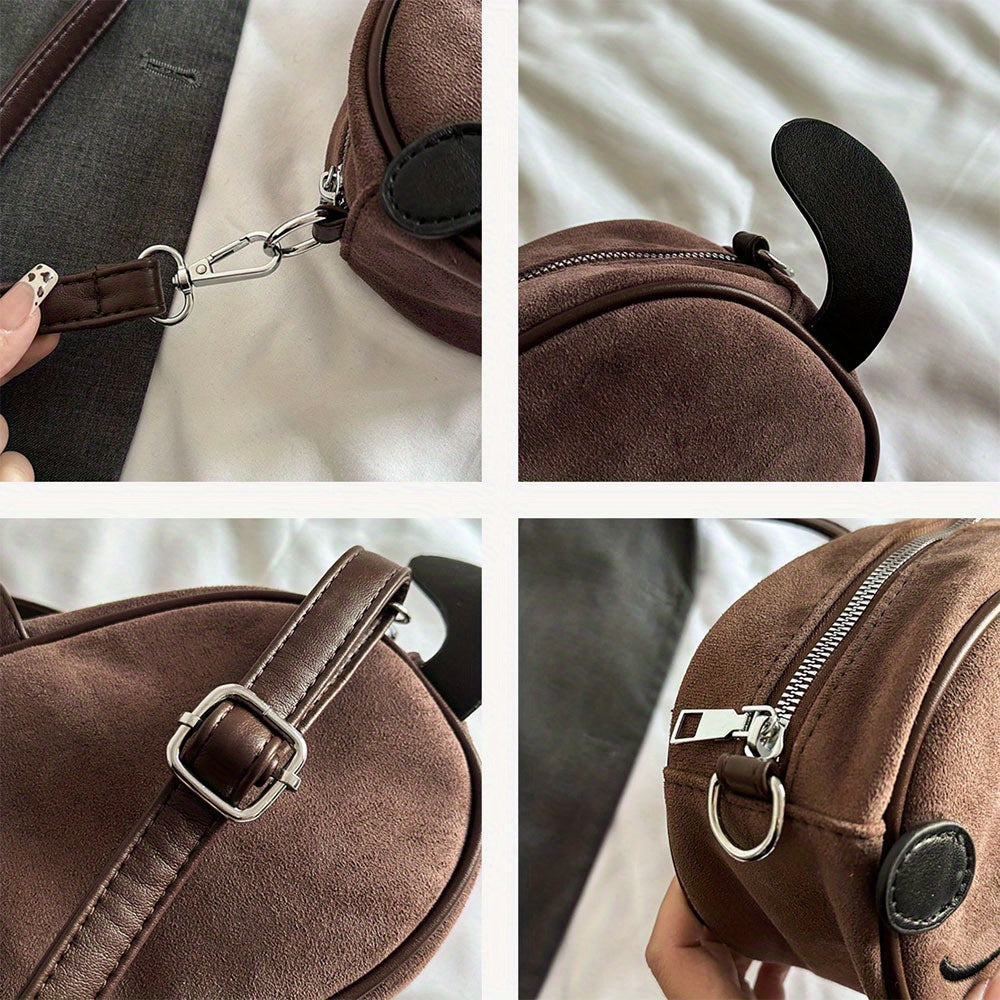 Chic Dog-Shaped Crossbody Bag - Durable Faux Leather, Perfect for Everyday Fashion & Unique Gift Idea, Coffee Brown