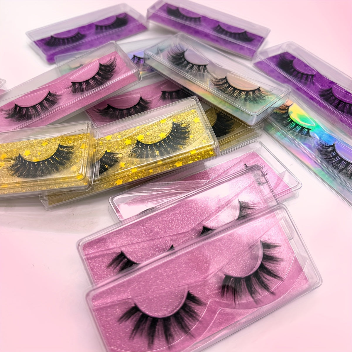 10 Pairs/set 3D Faux Mink Eyelashes, Natural Wispy False Lashes With Dramatic Volume, Handmade Long Fake Eyelashes Pack, Fluffy Eye Extensions For Makeup, Cat Eye Style