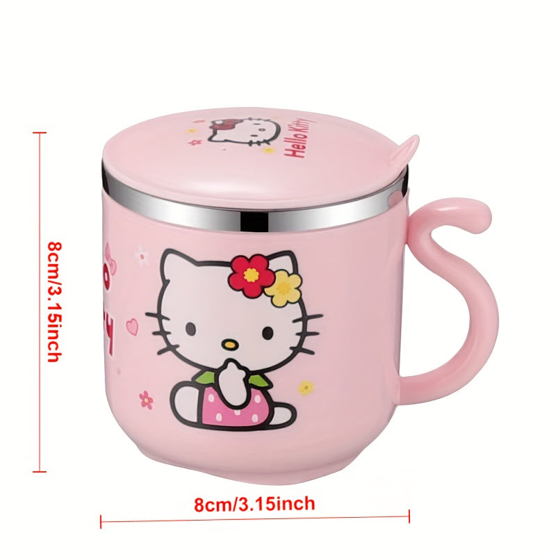 Sanrio Hello Kitty 9.47Oz Insulated Stainless Steel Coffee Mug with Handle & Lid - Cute, Durable Water Cup for Office Or Outdoor Use