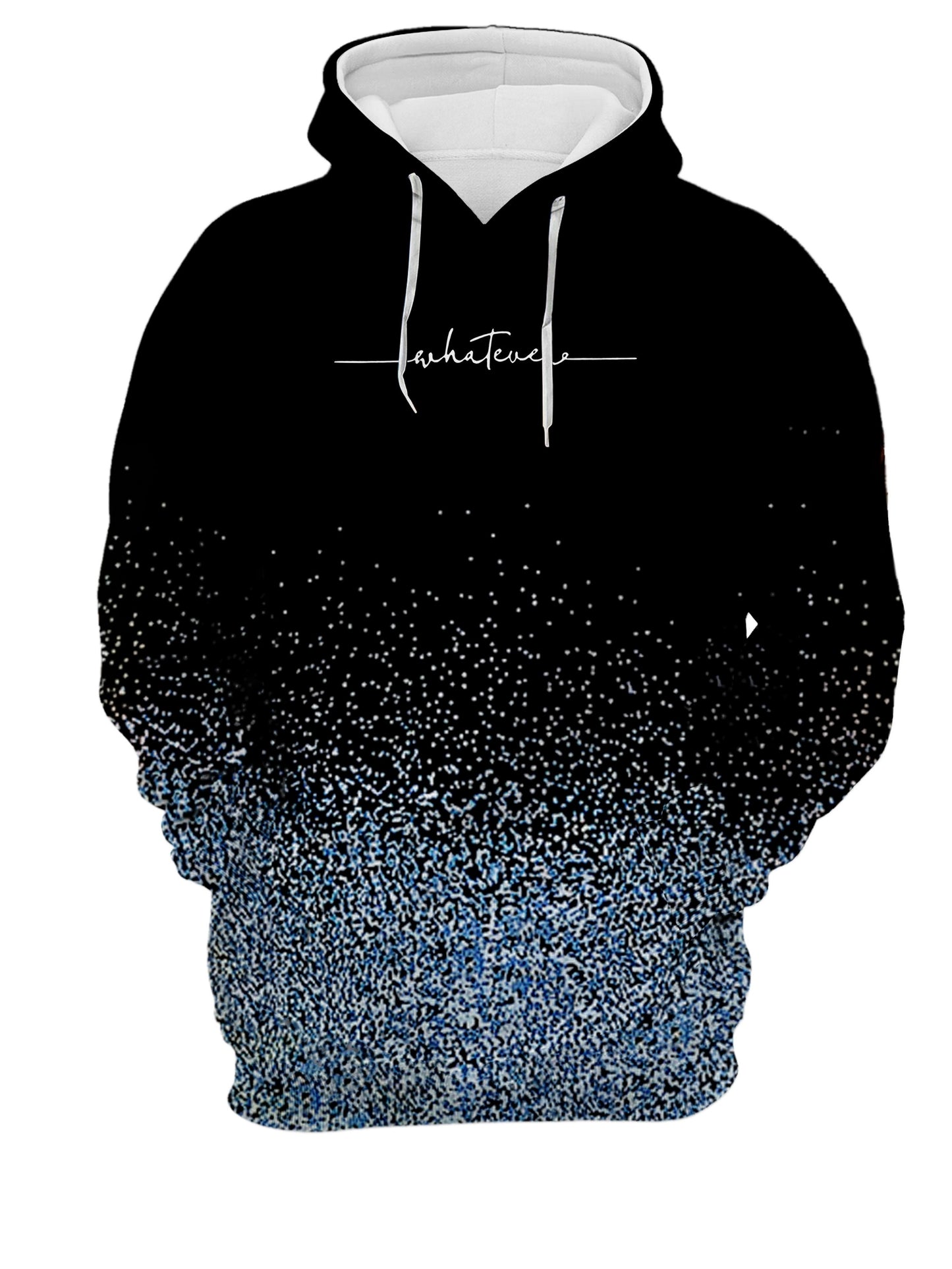 Men's Gradient Color Whatever Graphic Print Hoodie, Casual Long Sleeve Hooded Sweatshirt For Outdoor