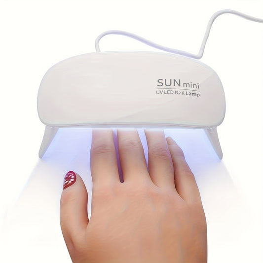 Compact Pink & White Mini Mouse-Shaped UV LED Nail Dryer Lamp - Portable Gel Polish Curing Light with USB Charging, Foldable Design for Home Use, Odorless Plastic, Ideal for Fingernails & Toenails