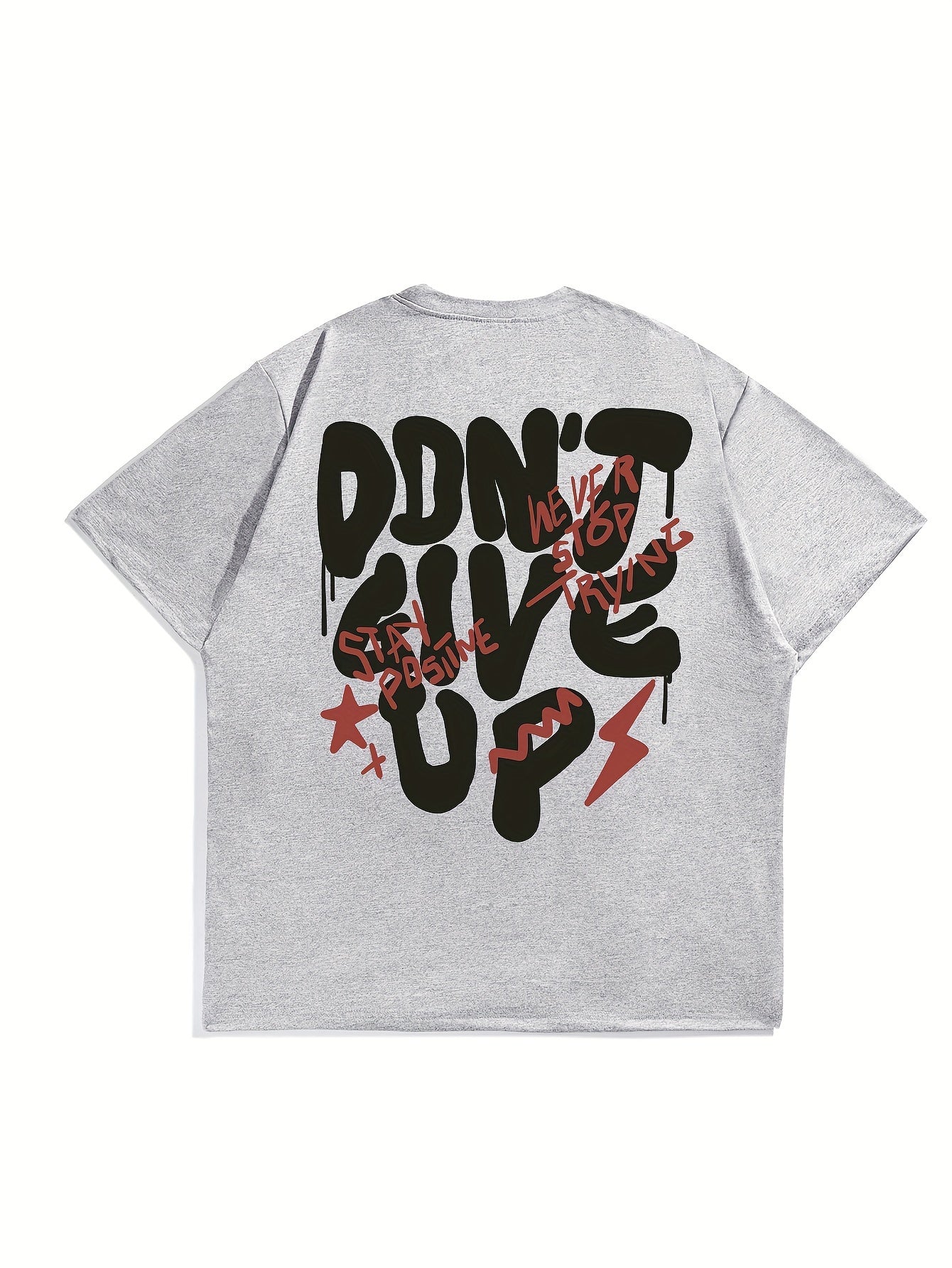 Men's Don'T Give Up Graphic Print T-shirt, Casual Short Sleeve Crew Neck Tee, Men's Clothing For Summer Outdoor