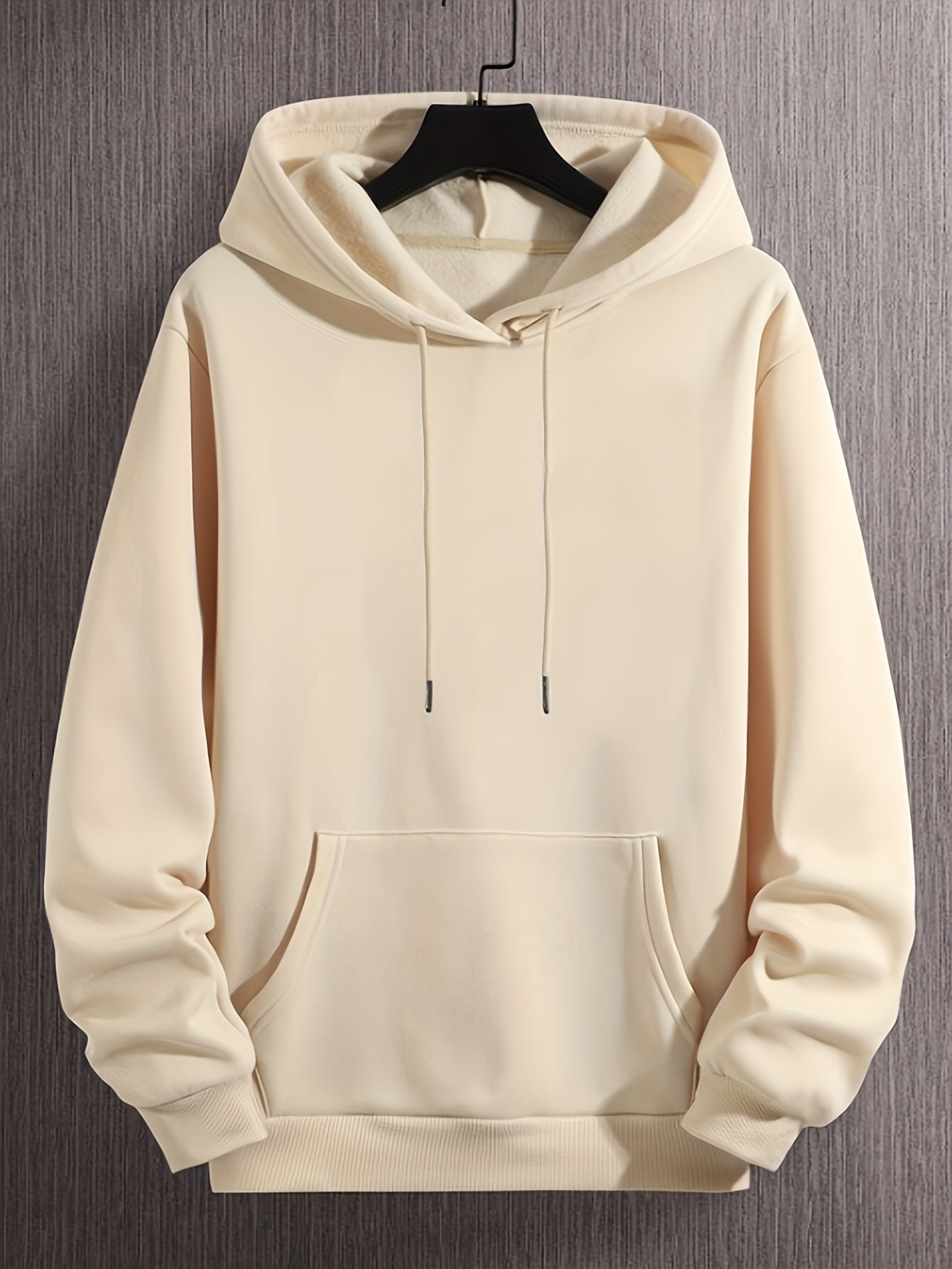 Solid Color Hoodies For Men, Graphic Hoodie With Kangaroo Pocket, Comfy Loose Drawstring Trendy Hooded Pullover, Mens Clothing For Autumn Winter