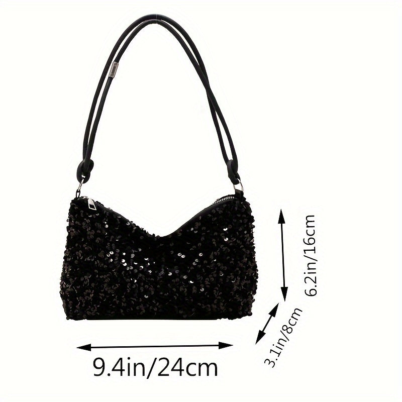 Chic Sequin Crossbody Bag for Women - Spacious & Lightweight with Adjustable Strap, Zip Closure, Nylon Lining - Perfect for Everyday Fashion