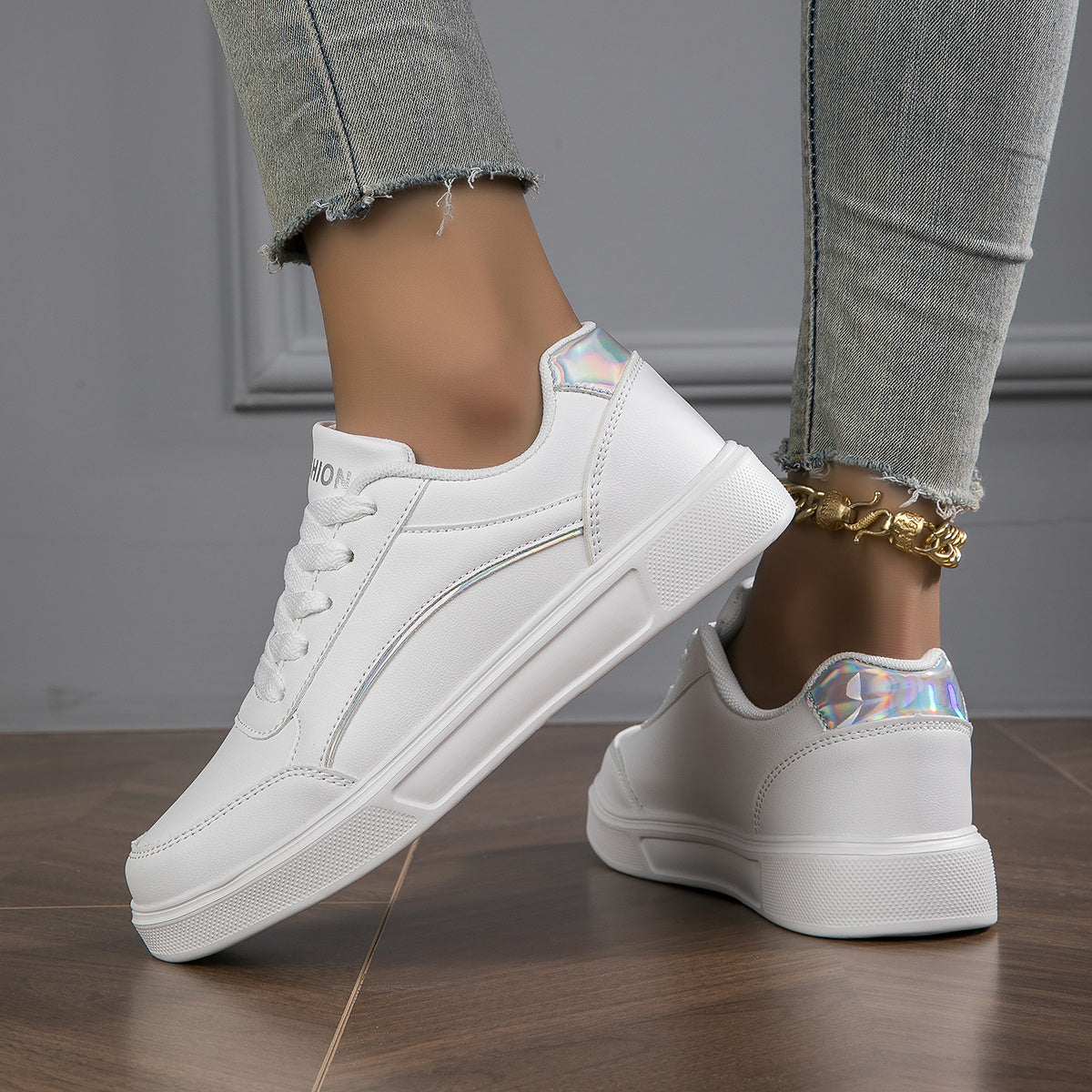 Women's Casual Fashion Lace-up Sports Shoes, Solid Color Versatile Flat Skateboard Shoes, Comfortable And Lightweight Outdoor Shoes