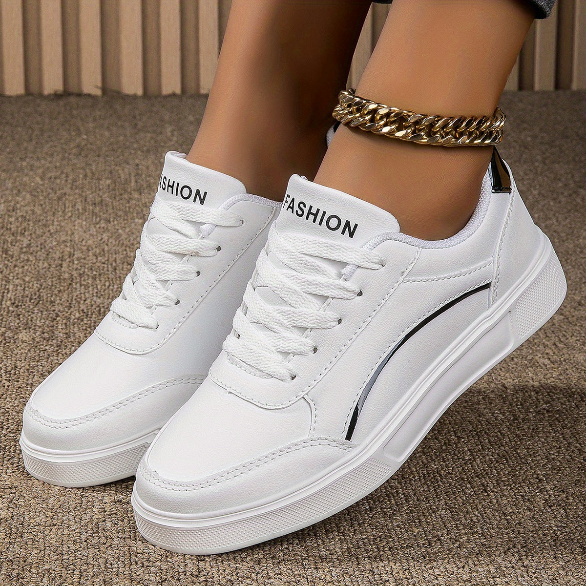 Women's Casual Fashion Lace-up Sports Shoes, Solid Color Versatile Flat Skateboard Shoes, Comfortable And Lightweight Outdoor Shoes