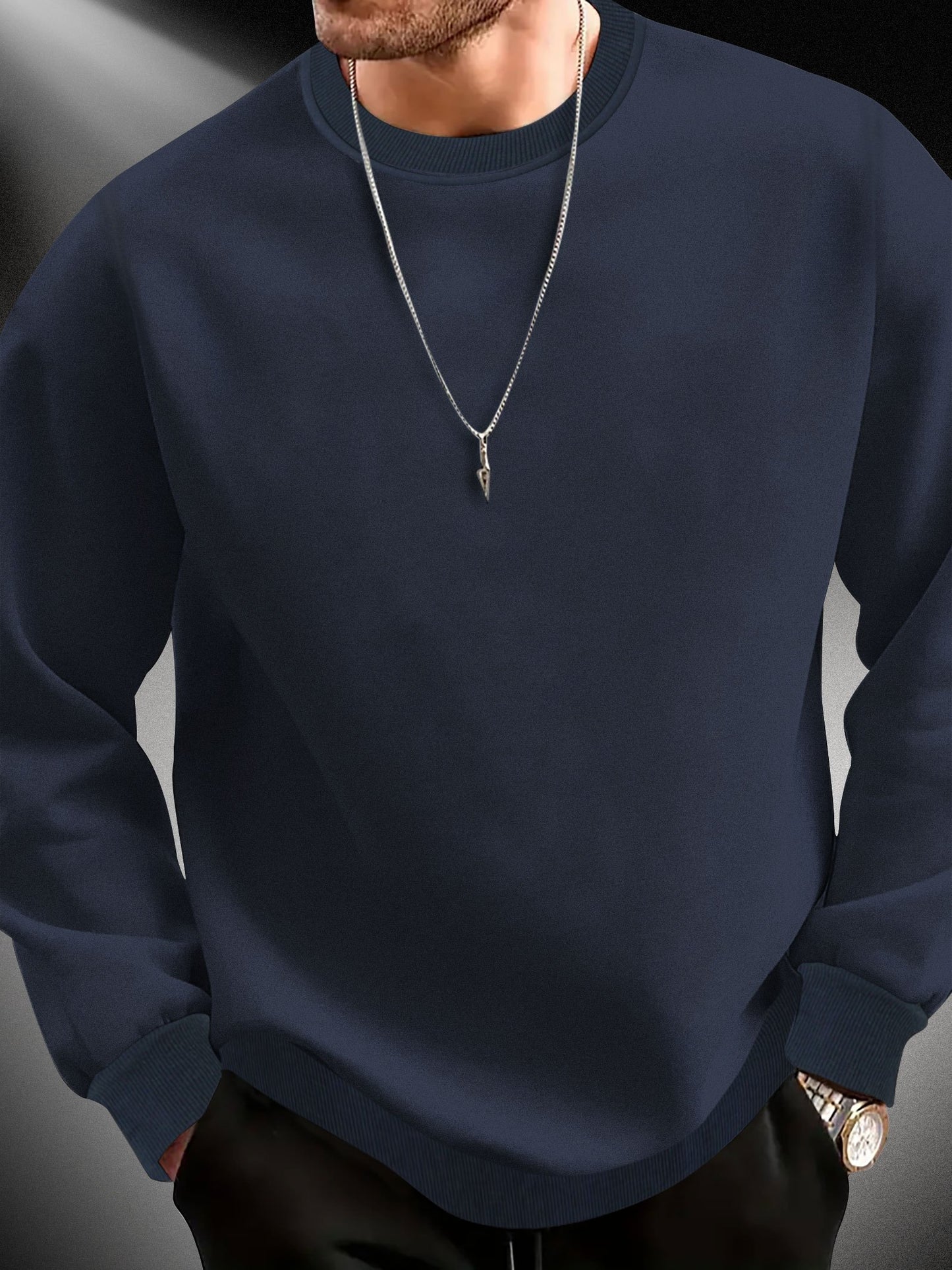 Men's Fashion Casual Long Sleeve Comfy Solid Color Sweatshirt For Outdoor And Daily Wear