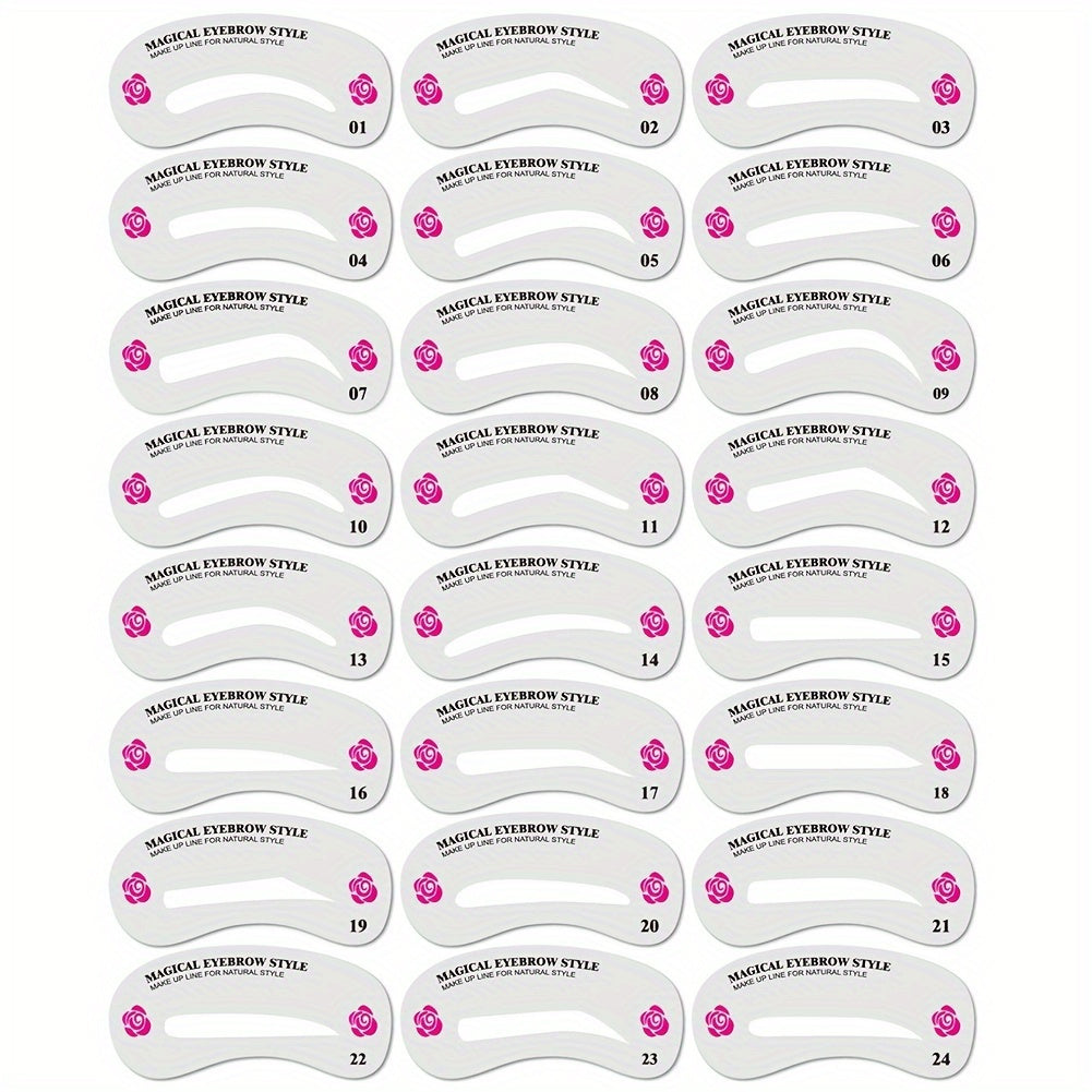 24pcs Eyebrow Shaping Stencils - Grooming Kit For Women - Perfect For Beauty Modeling And Makeup Application