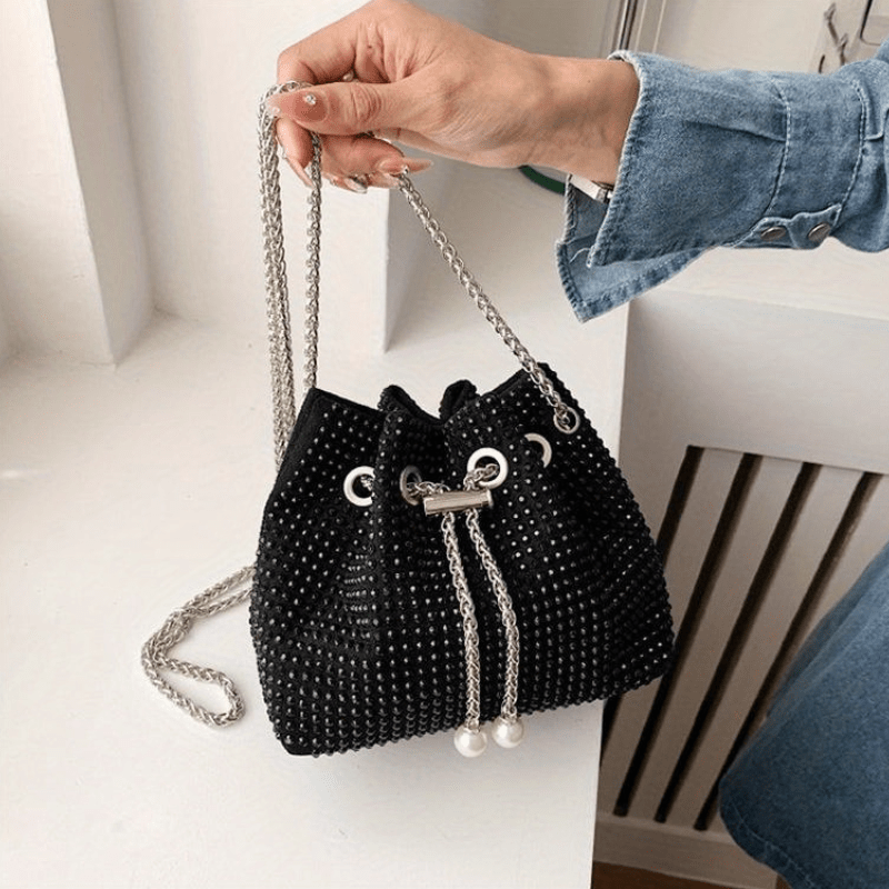 New Summer Mini Rhinestone Women's Bag: Diamond-studded Blessing Bag with Rhinestone Chain and Pearl Tassels