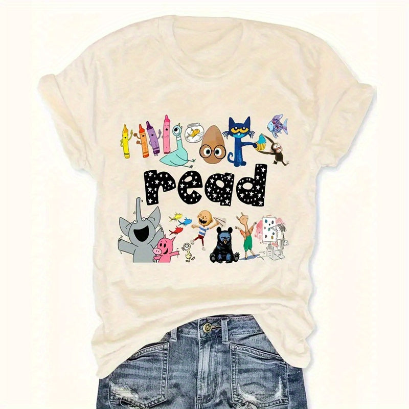 Vibrant Reading Letter Print T-Shirt & Hoodie Set - Cozy Polyester Blend, Perfect for Fall - Mixed Colors