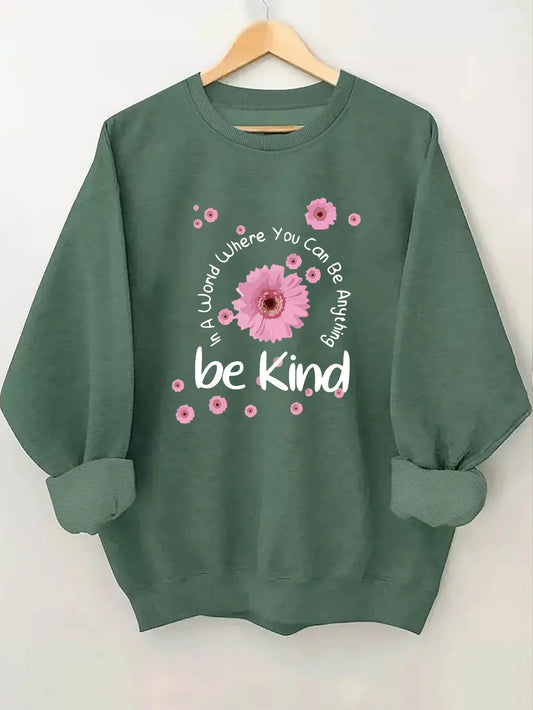 Women's Casual Crew Neck Sweatshirt with Letter Print - Soft Polyester, Machine Washable, Perfect for Spring & Fall