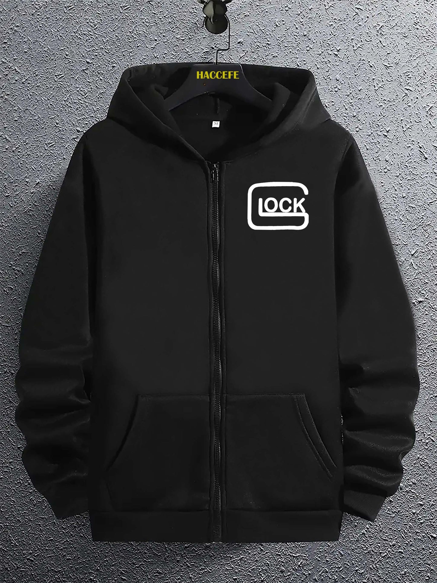 Men's Casual Zip-Up Hoodie with Kangaroo Pocket - Trendy Letter Print, Long Sleeve, Loose Fit Pullover for Fall & Winter