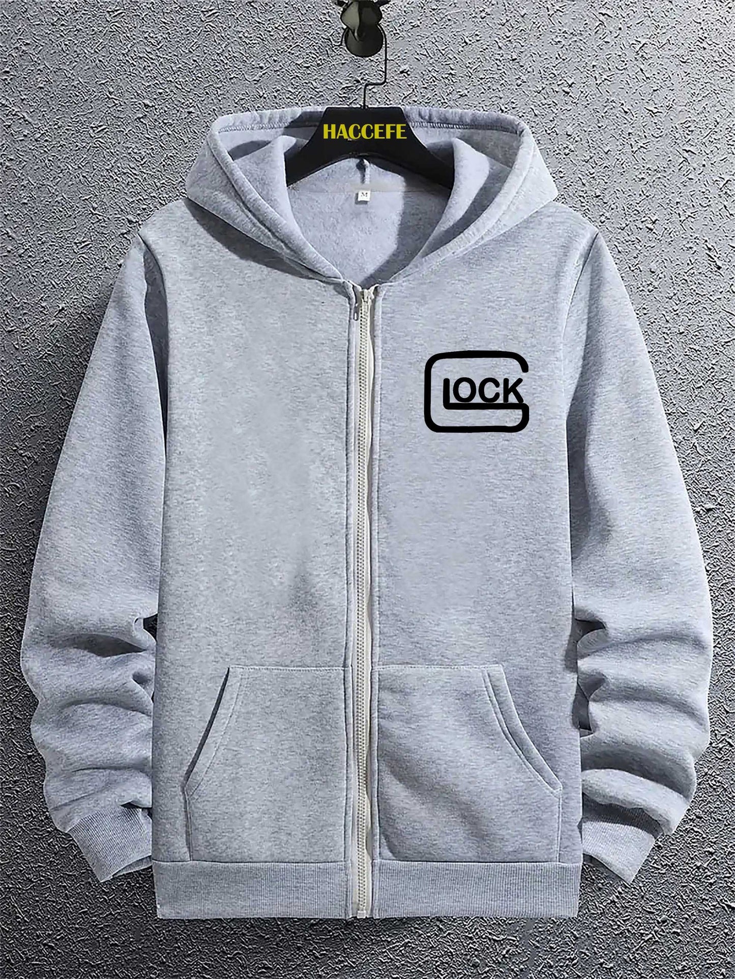 Men's Casual Zip-Up Hoodie with Kangaroo Pocket - Trendy Letter Print, Long Sleeve, Loose Fit Pullover for Fall & Winter