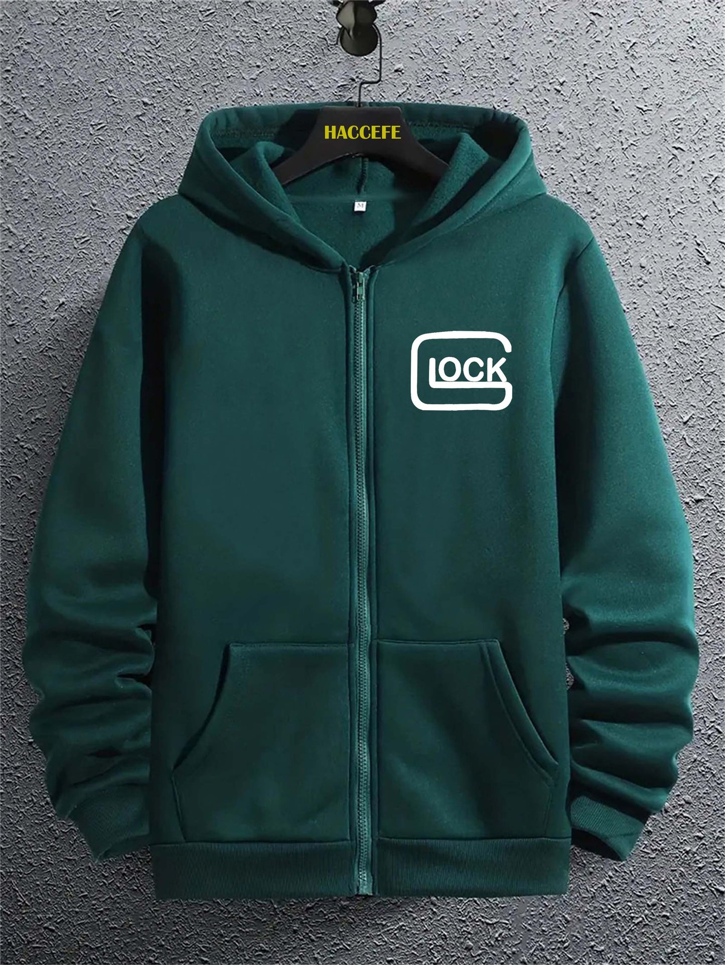 Men's Casual Zip-Up Hoodie with Kangaroo Pocket - Trendy Letter Print, Long Sleeve, Loose Fit Pullover for Fall & Winter