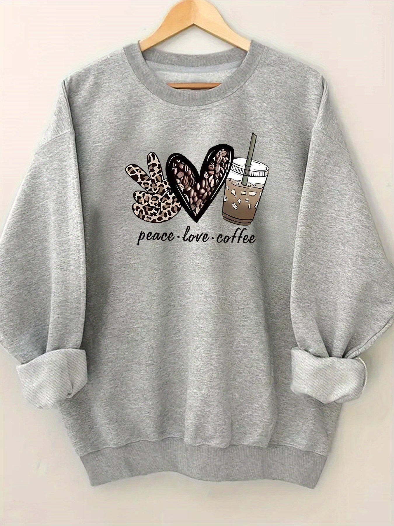 Women's Casual Crew Neck Sweatshirt with Letter Print - Soft Polyester, Machine Washable, Perfect for Spring & Fall, for Autumn, Spring