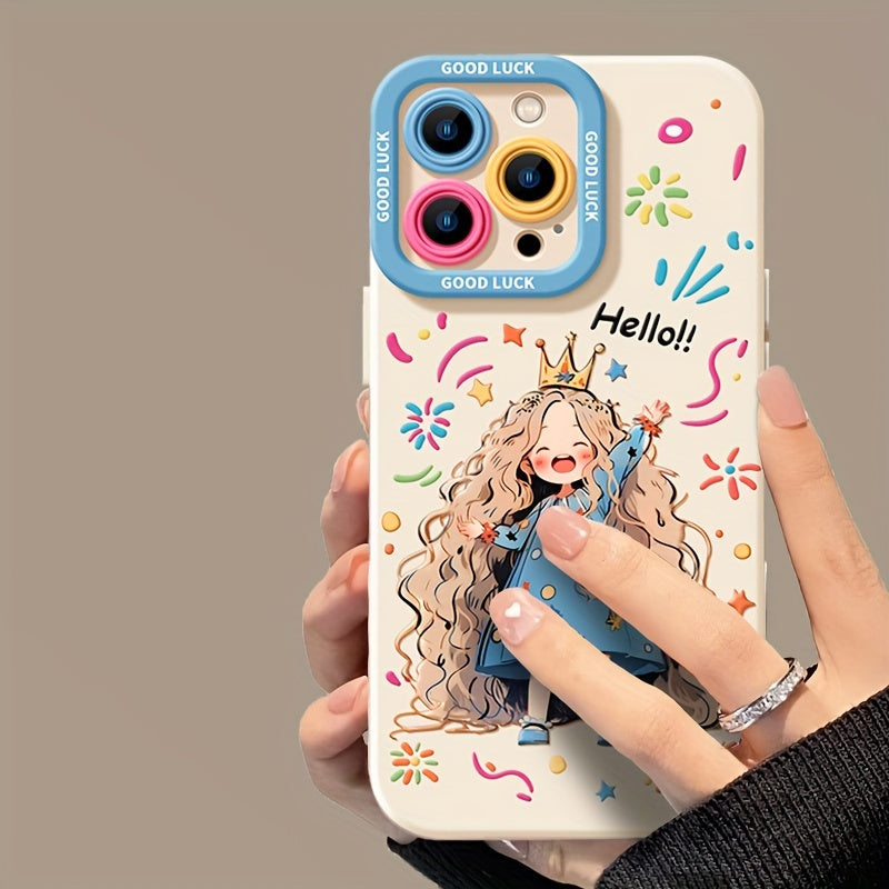 1pc Pink Girl with Lanyard Soft Mobile Phone Case, Anti-slip Texture, Mobile Phone Case Can Protect the Mobile Phone from Falling Damage, Mobile Phone Case Suitable for iPhone 11 12 13 14 15 16 Series - Fashion Creative Design New Mobile Phone Case
