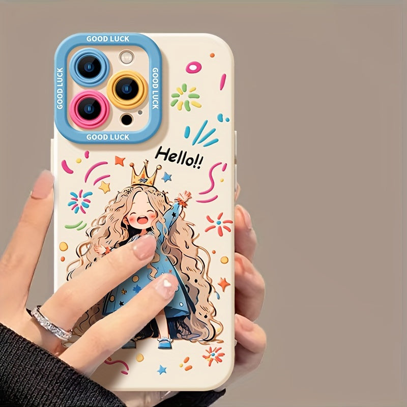 1pc Pink Girl with Lanyard Soft Mobile Phone Case, Anti-slip Texture, Mobile Phone Case Can Protect the Mobile Phone from Falling Damage, Mobile Phone Case Suitable for iPhone 11 12 13 14 15 16 Series - Fashion Creative Design New Mobile Phone Case