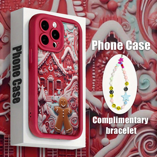 New Cross-border Hot Selling Santa Claus Snowflake Mobile Phone Case Suitable for Apple 15/16 Chain 14/14PRO Snowman 7/8G Soft Shell TPU Anti-fall Mobile Phone Protection Case Sky Eye Wine Red