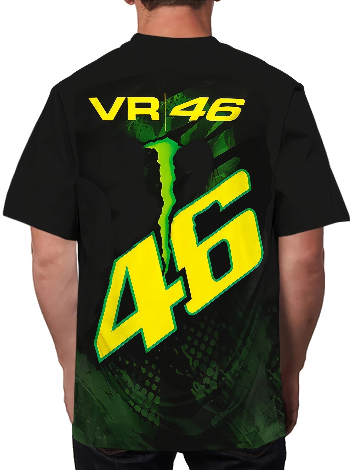 1pc Men's Novelty 3D Digital Print T-Shirt, Casual Round Neck, Regular Fit, Polyester Knit Fabric, Full Body Motorcycle Graphic Tee