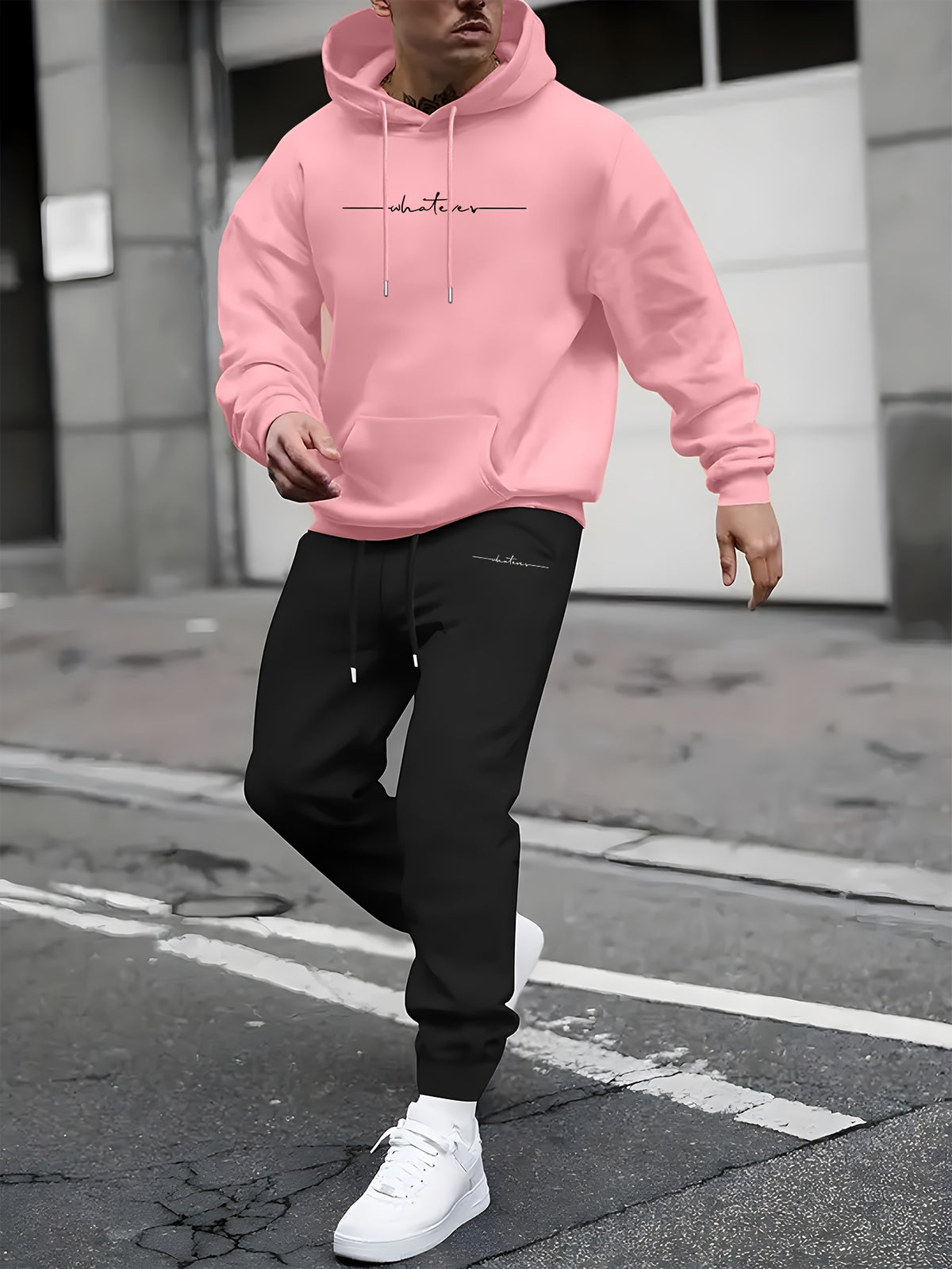 1 counts Hoodie Suit Men's Trendy New Casual Hoodie and Pants Plus Velvet Sports Suit
