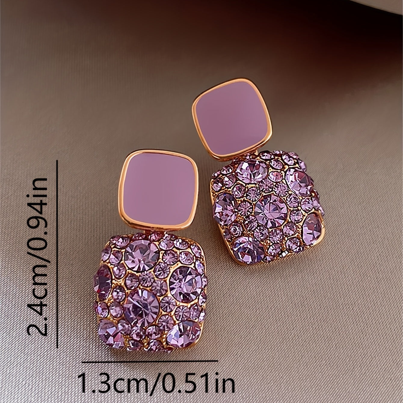 Square Shape Full Shiny Rhinestone Decor Dangle Earrings Luxury Elegant Style Alloy Jewelry Banquet Party Ear Ornaments