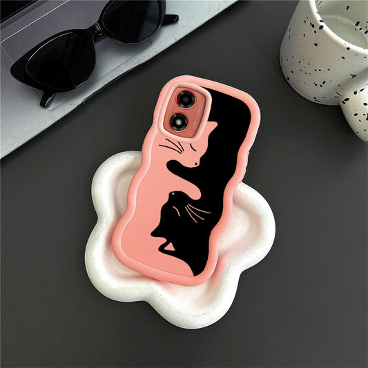 G04 4G Black kitten Silicone Case for Moto G04 4G with Shockproof features suitable for Casual