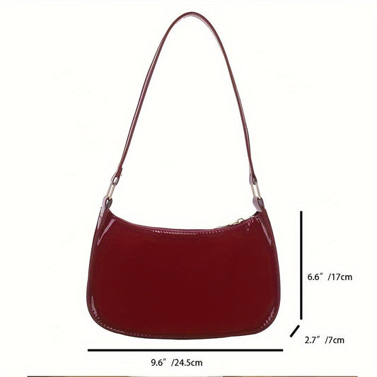 Elegant Women's Mini Shoulder Bag - Chic Solid Color, Secure Zip Closure, Lightweight Faux Leather Underarm Purse for Parties & Everyday Use