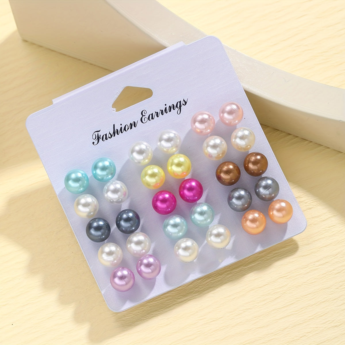 15 Pairs Simple Imitation Pearl Stud Earrings Vacation Party Ear Ornaments Simple Leisure Style For Women Daily Wear