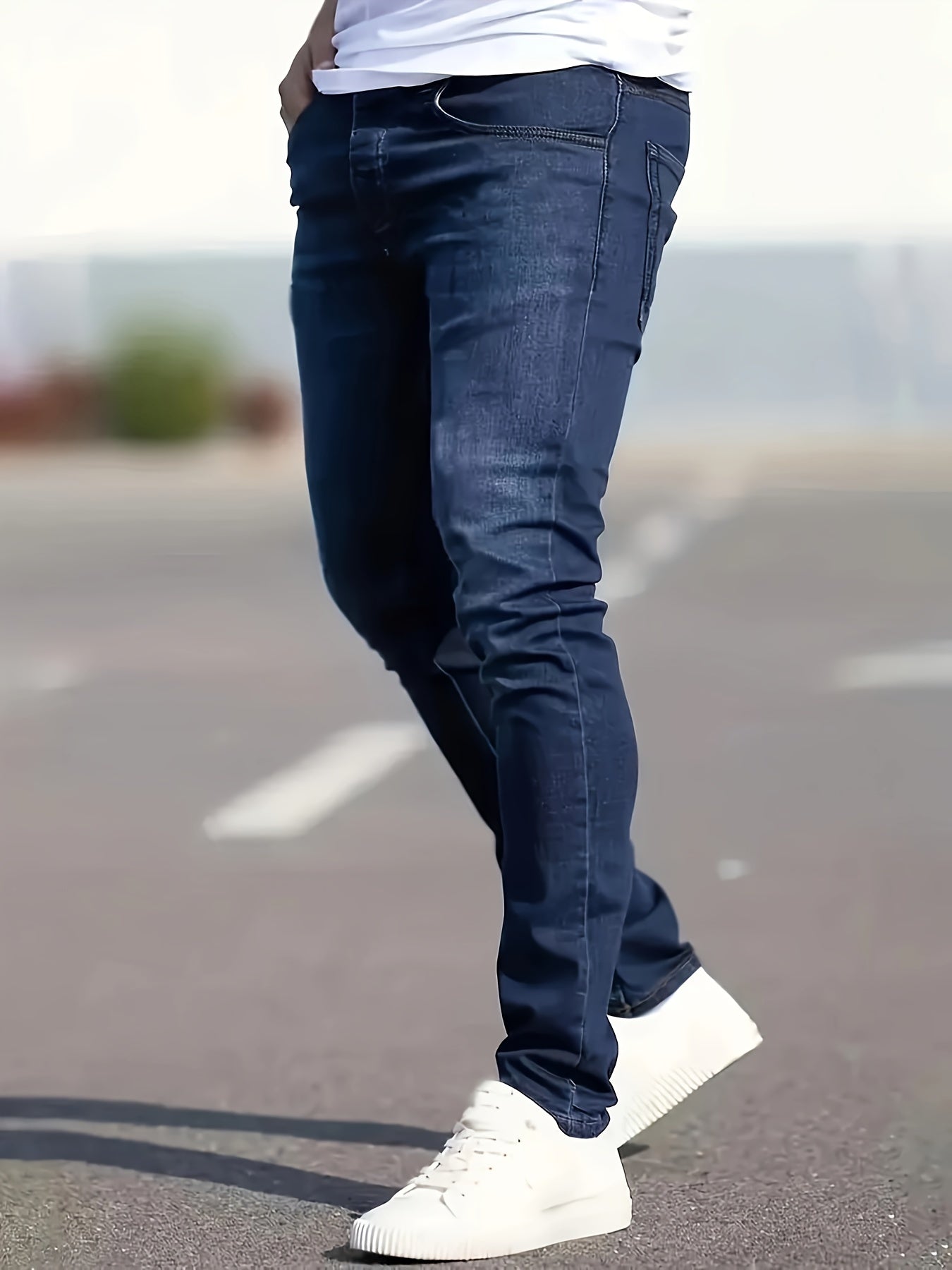 Men's Casual Slim Fit Denim Pants, Men's Classic Design Jeans, Versatile For Four Seasons