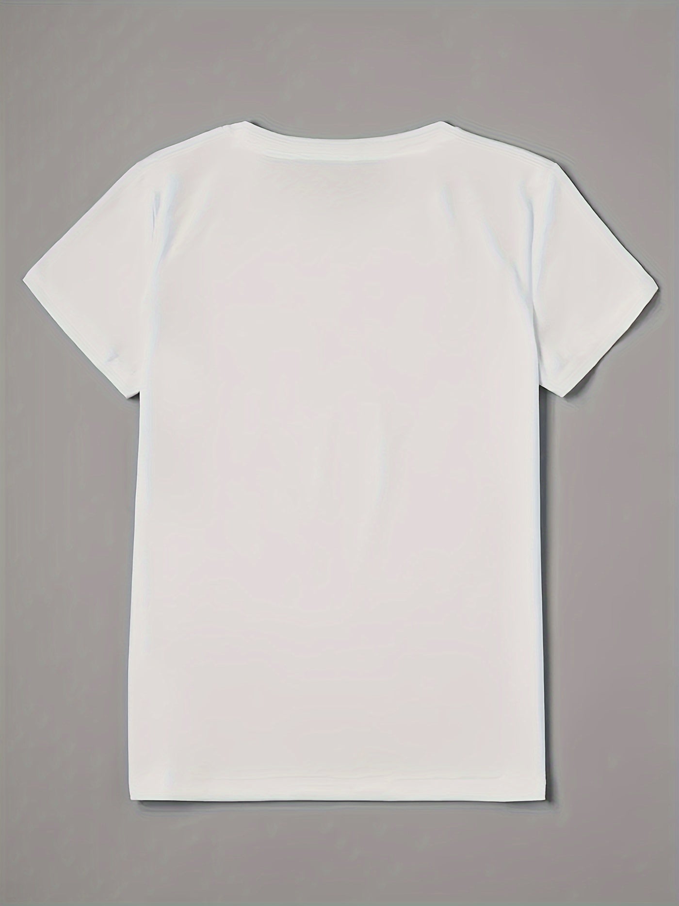 Heart Print T-shirt, Short Sleeve Crew Neck Casual Top For Summer & Spring, Women's Clothing