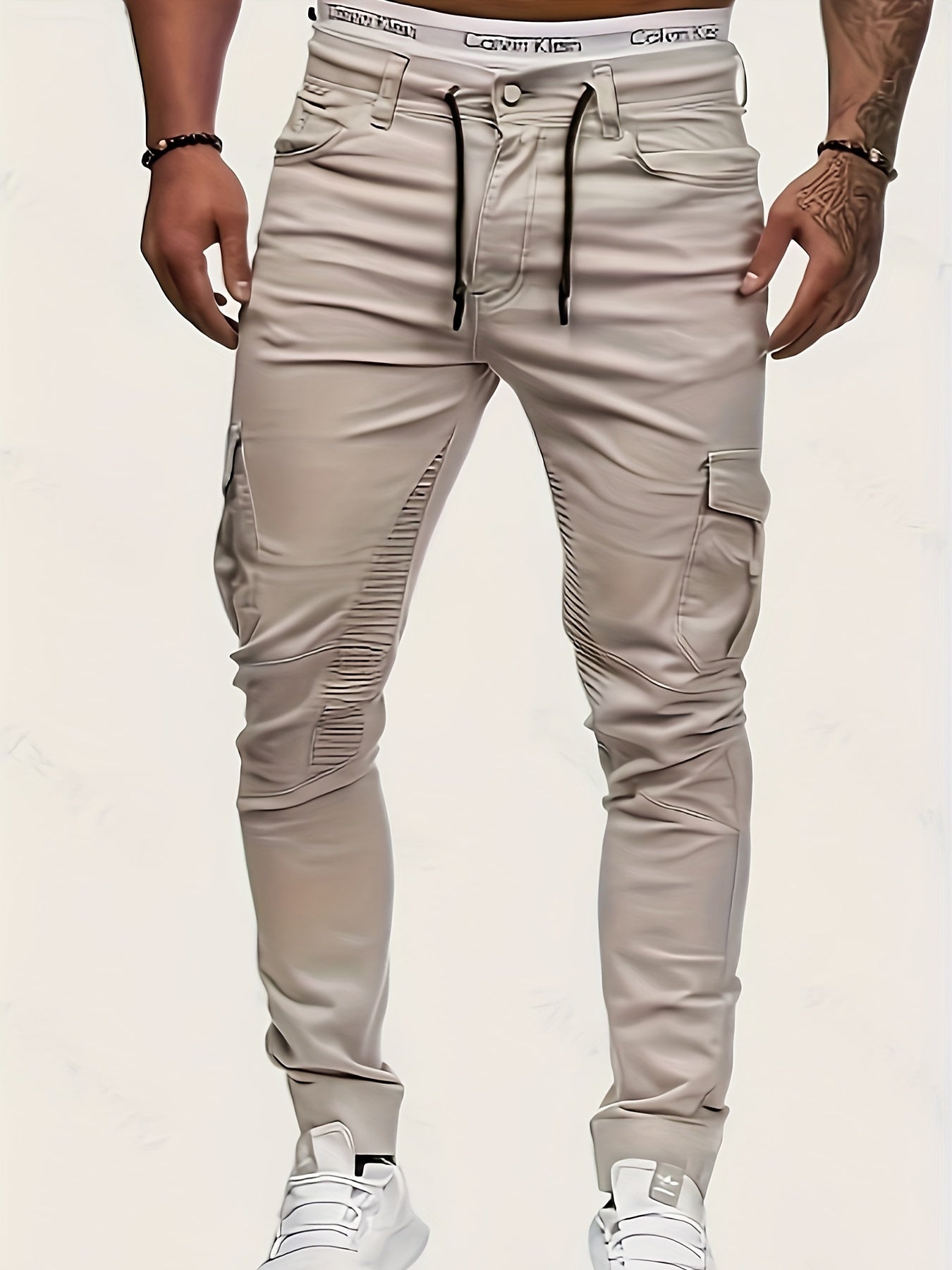 Men's Slim-Fit Stretch Denim Jeans with Multi-Pocket Design - Casual, Machine Washable, All-Season Wear