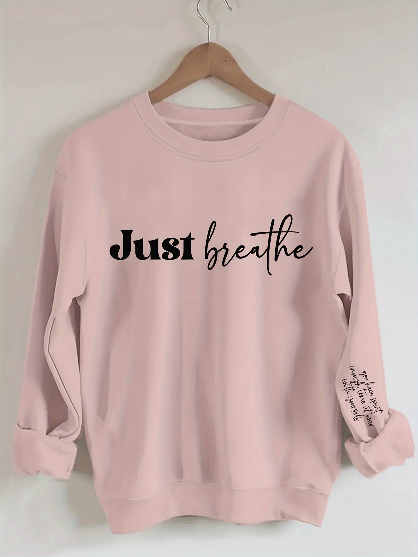 Women's Casual Letter Print Sweatshirt - Crew Neck, Long Sleeve, Polyester Blend, Machine Washable - Perfect for Spring & Fall