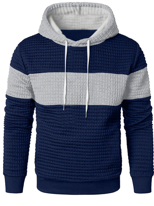 Men's Color Block Hooded Sweatshirt, Comfortable And Causal Top, Fall/Winter Fashion Pullover