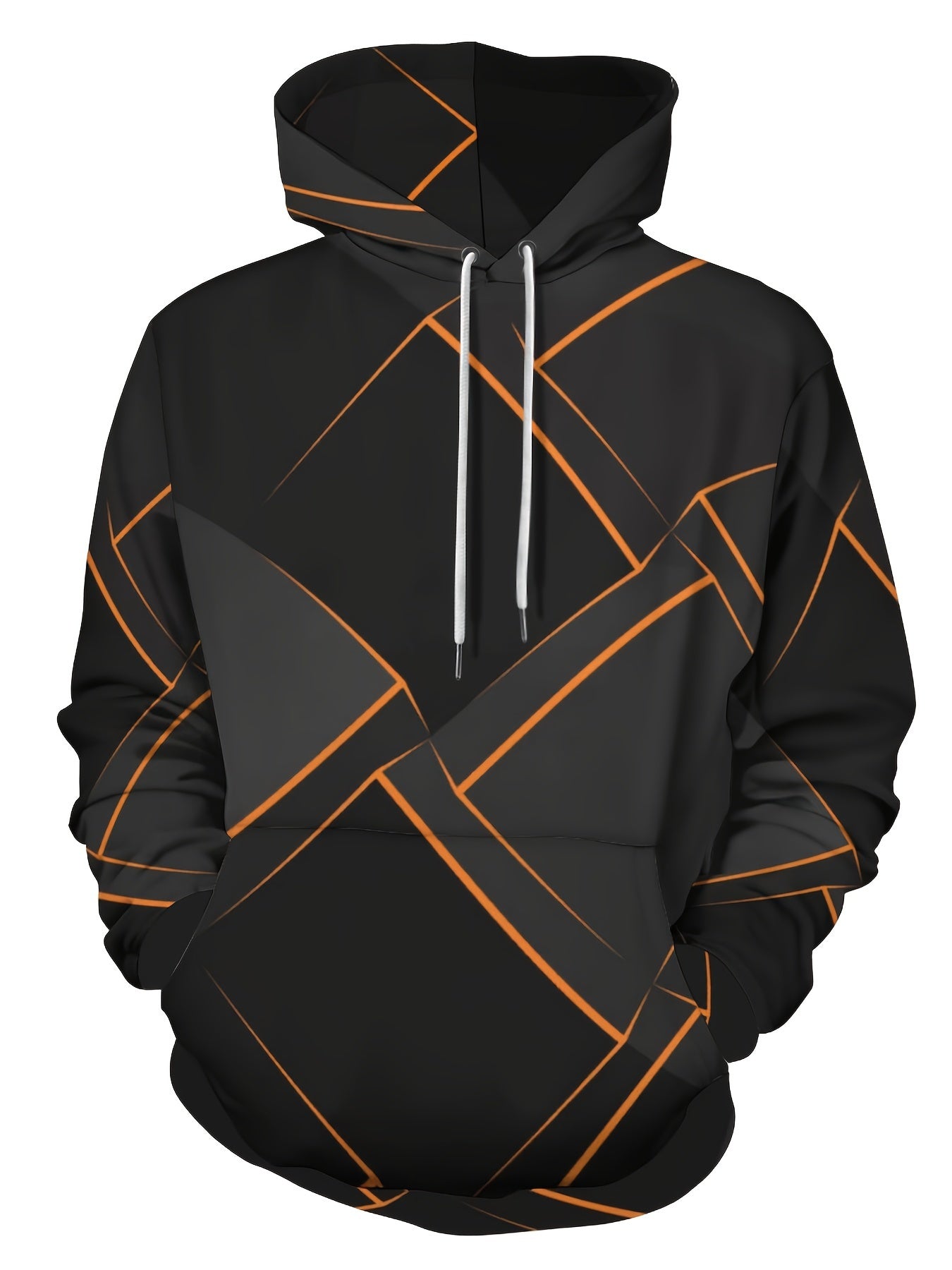 Geometric Pattern Print Hoodie, Cool Hoodies For Men, Men's Casual Graphic Design Pullover Hooded Sweatshirt Streetwear For Winter Fall, As Gifts