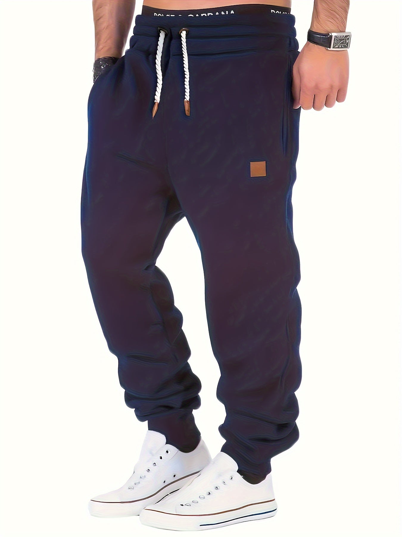 Men's Winter Sweatpants, Warm Thick Casual Joggers, Classic Design Athletic Pants, Sport Style With Pockets And Drawstring