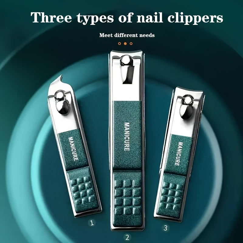 Splash-Proof Nail Clipper Set with Gift Box - Includes Manicure & Pedicure Tools, Odorless, No Batteries Required