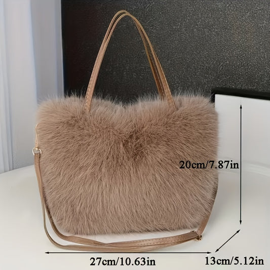 Chic Faux Fur Crossbody Bag for Women - Lightweight, Durable & Stylish with Adjustable Strap | Available in Khaki, Dark Brown, Pink, Black