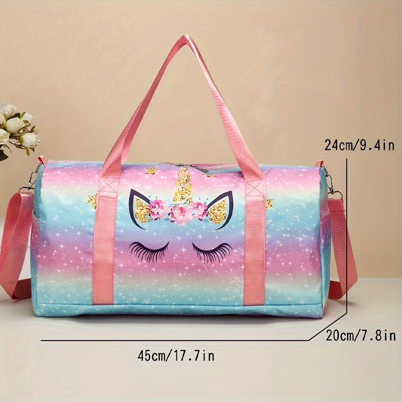 1pc Unicorn Travel Bag, Single Shoulder Crossbody Bag, Outdoor Sports Bag, Large Capacity Travel Bag