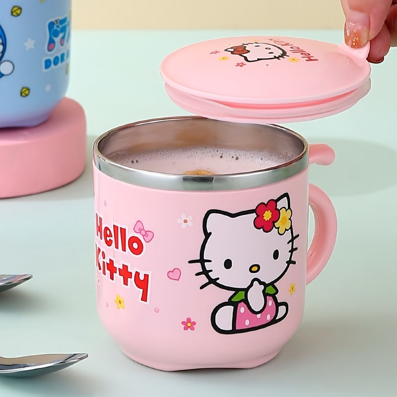 Sanrio Hello Kitty 9.47Oz Insulated Stainless Steel Coffee Mug with Handle & Lid - Cute, Durable Water Cup for Office Or Outdoor Use