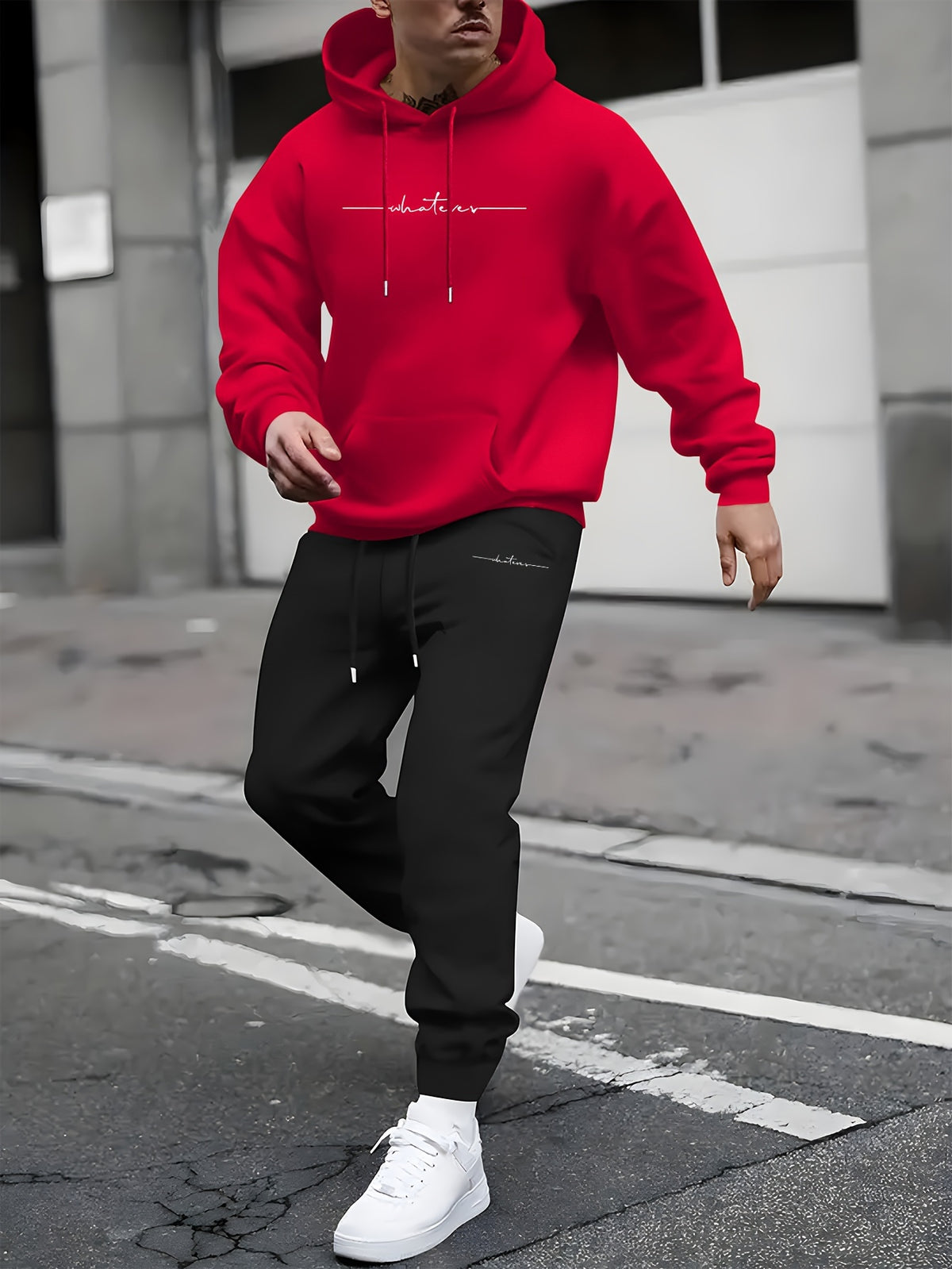 1 counts Hoodie Suit Men's Trendy New Casual Hoodie and Pants Plus Velvet Sports Suit