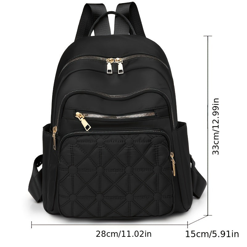 Casual Large Capacity Backpack, Simple Travel Zipper Backpack, Commuter Nylon Versatile Backpack