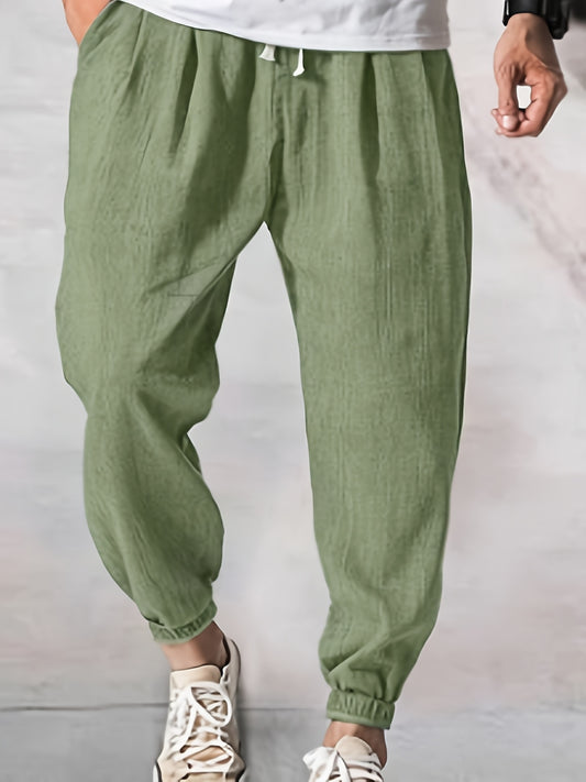 Joggers in tessuto lavato e strappato da uomo - Pantaloni casual a vita bassa con tasche, cintura con coulisse, perfetti per l'uso quotidiano, il fitness e le attività all'aperto