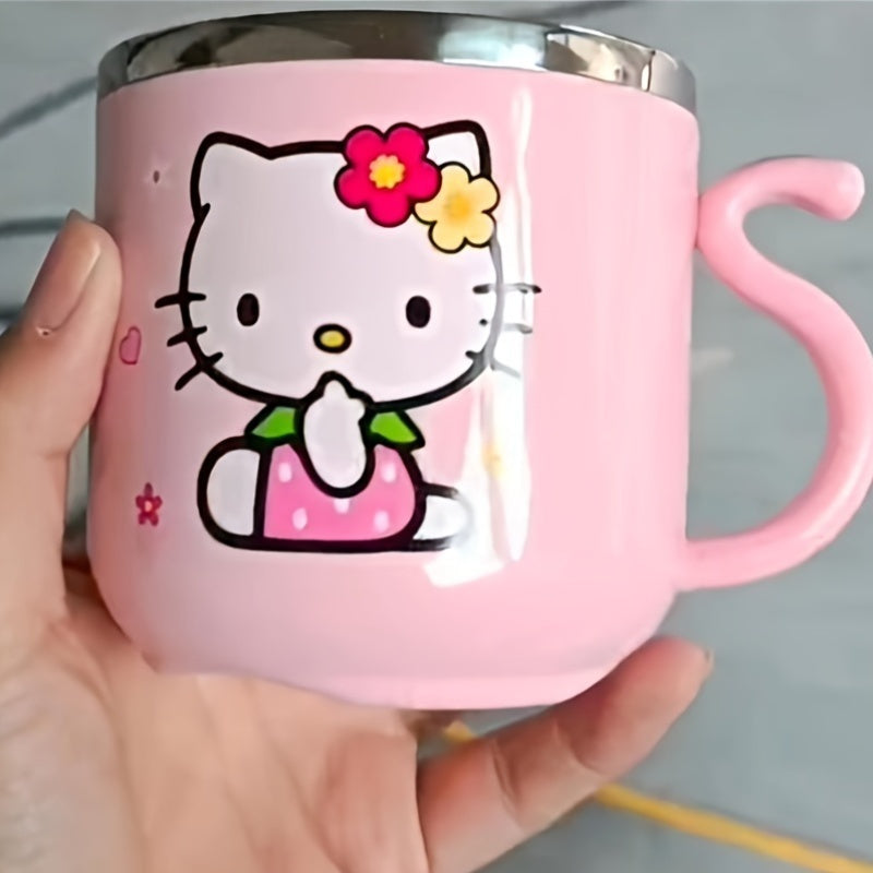 Sanrio Hello Kitty 9.47Oz Insulated Stainless Steel Coffee Mug with Handle & Lid - Cute, Durable Water Cup for Office Or Outdoor Use